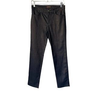 Gianfranco Ferre Women's Metallic Bronze Denim Jeans Straight Leg Mid Rise Sz 28